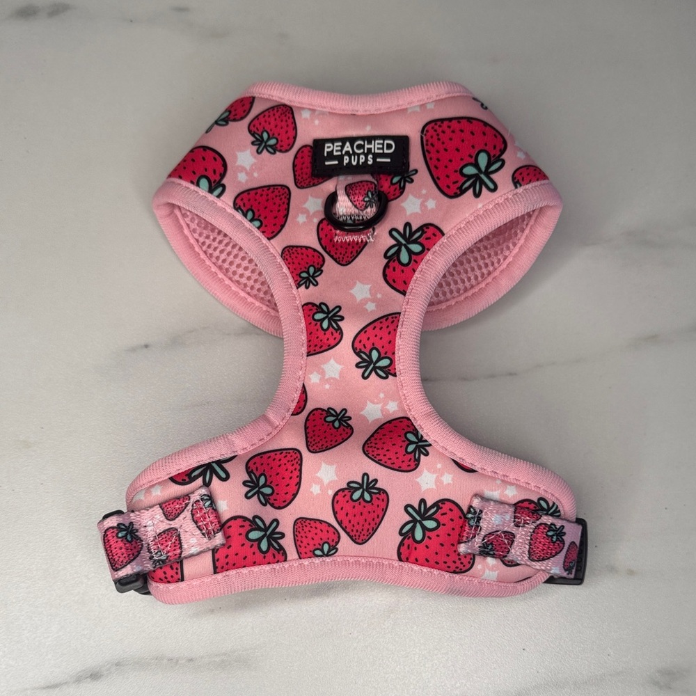 Pink Strawberry Dog Harness Adjustable Mesh Pet Harness